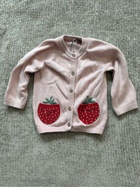 Tu 9-12 Months Pink Strawberry Pocket Cardigan 100% Cotton